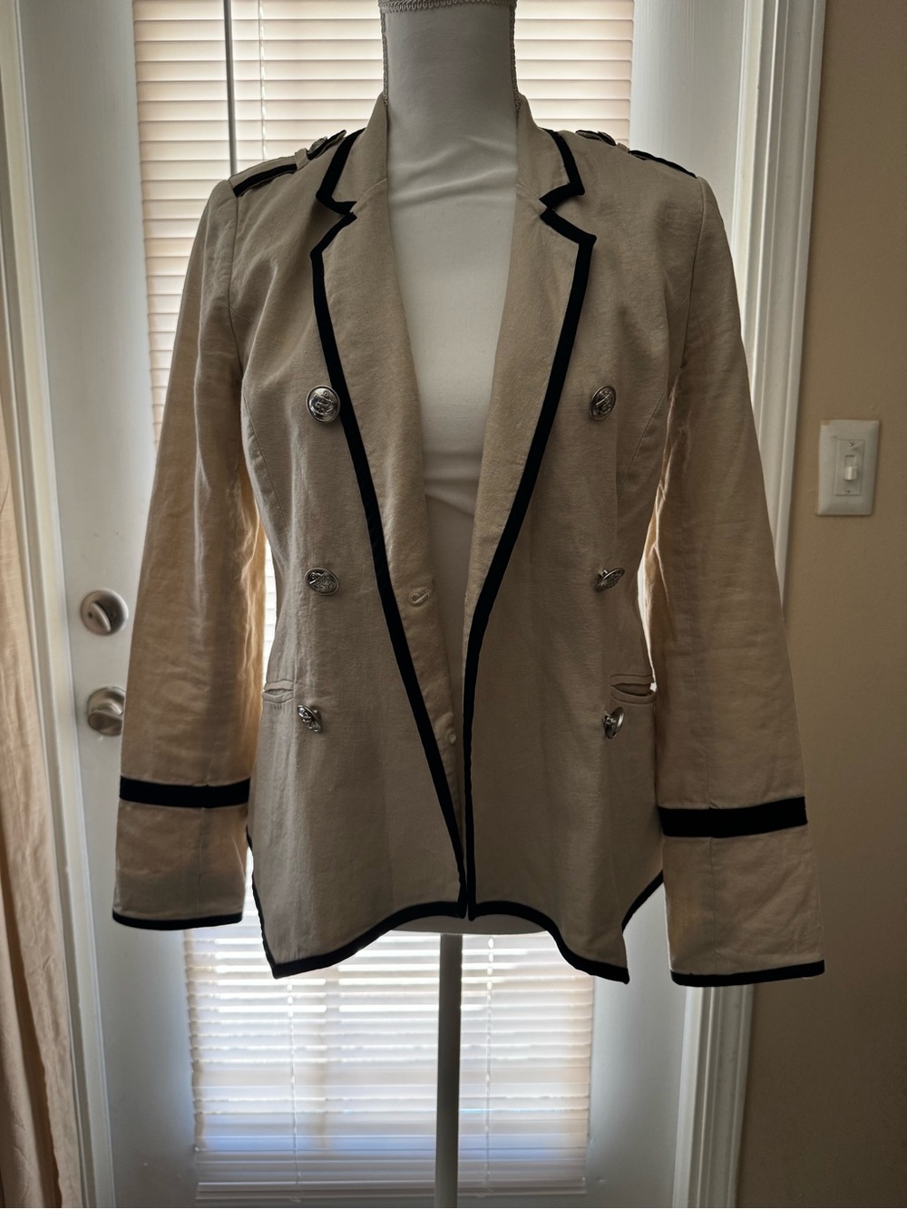 Elizabeth and James Cream Blazer with Black Trim